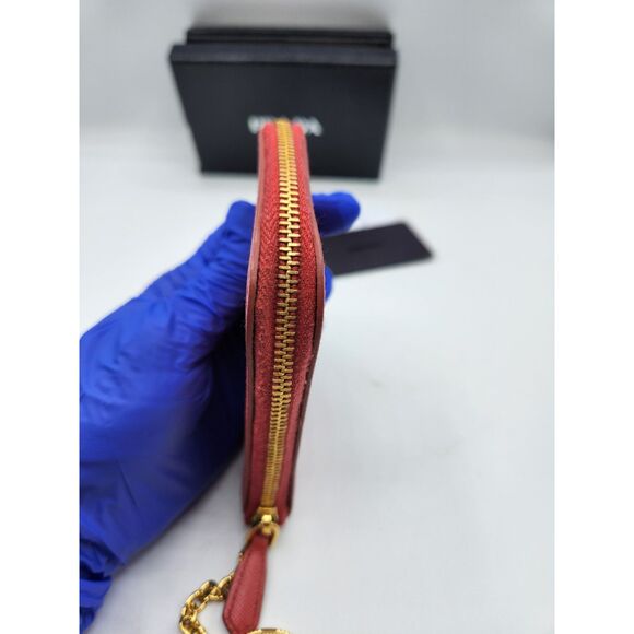 PRADA Saffiano Metal Zip Around Key Holder - Peonia - Picture 6 of 10